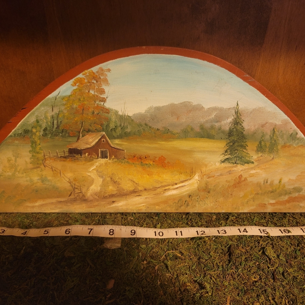 Handpainted Farm Scene on wood. FARMHOUSE